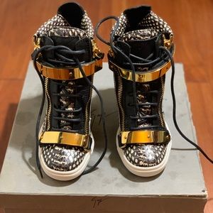 Giuseppe zanotti Lorenz leather wedge sneakers women size  36